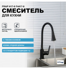 Смеситель для кухни Frap H17-6 F4417-6 Черный матовый