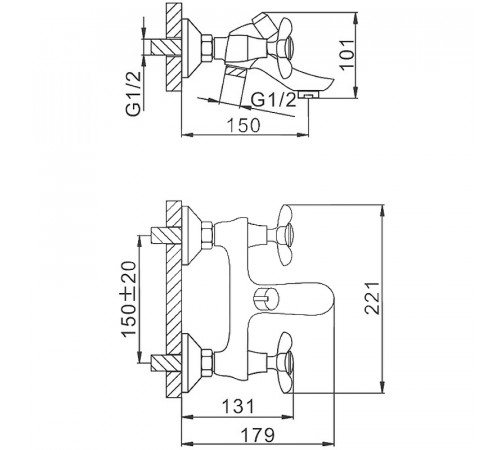 Смеситель для ванны Frap H731 F32731-B Хром