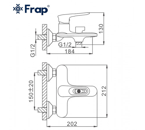 Смеситель для ванны Frap H49-6 F3249-6 Черный матовый Хром