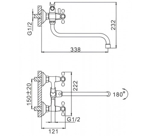 Смеситель для ванны Frap H27 F2227-2 универсальный Хром