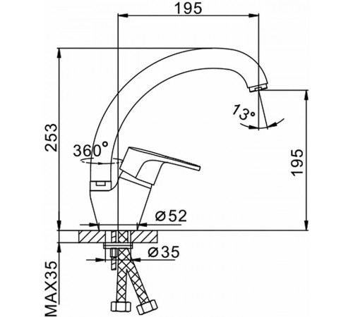 Смеситель для кухни Frap H50 F4150 Хром