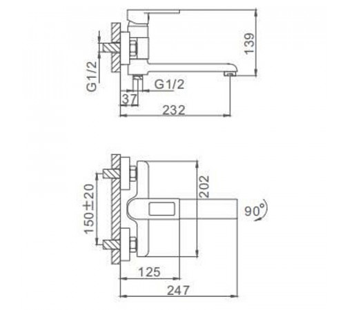 Смеситель для ванны Frap H72 F3272 универсальный Хром