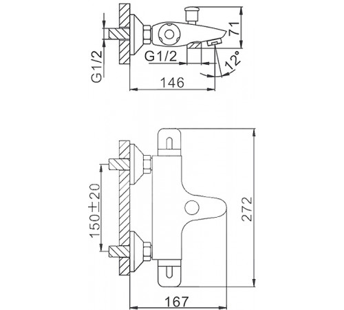 Смеситель для ванны Frap H51 F3051 с термостатом Хром