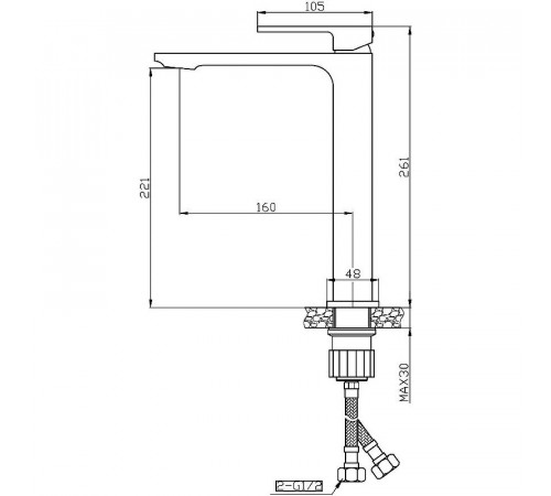 Смеситель для раковины Orange Lutz M04-121b Черный