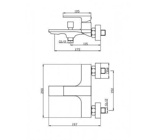 Смеситель для ванны Orange Lutz M04-100b Черный