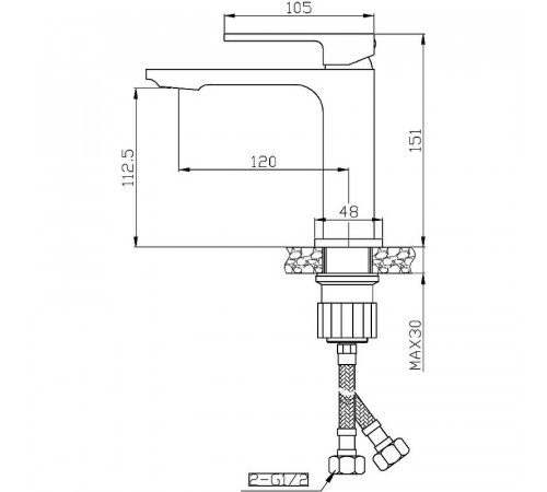 Смеситель для раковины Orange Lutz M04-021b Черный