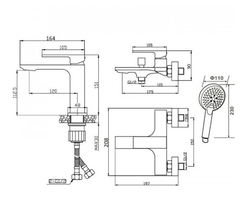 Комплект смесителей Orange Lutz M04-311w Белый