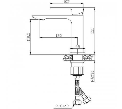 Смеситель для раковины Orange Lutz M04-021cr Хром