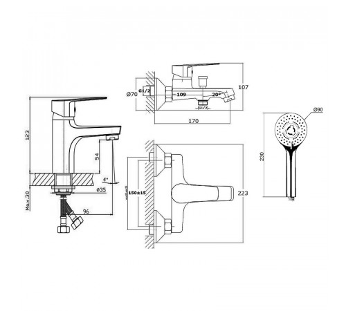 Комплект смесителей Orange Loop M26-311gr Графит