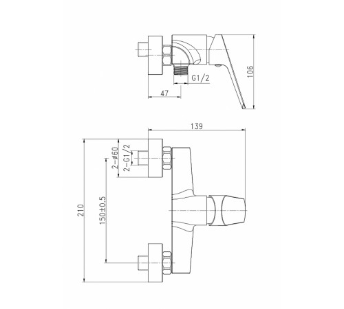 Смеситель для душа Cersanit Flavis 63036 Хром