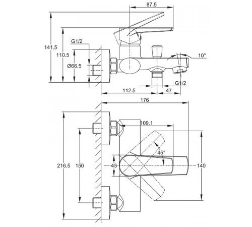 Смеситель для ванны Cersanit Moduo 64097 Хром