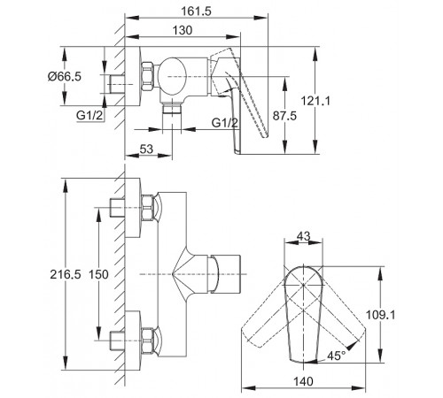 Смеситель для душа Cersanit Moduo 64099 Хром