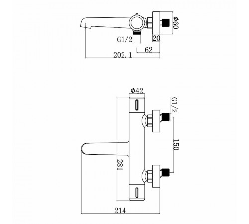 Смеситель для ванны Agger Thermo A2460000 Хром глянцевый