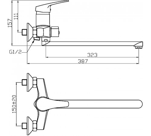 Смеситель для ванны Agger Exact A2121100 Хром