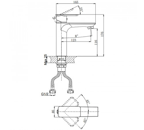 Смеситель для раковины Rush Bruny BR4335-12 Хром