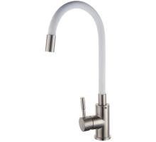 Смеситель для кухни Ростовская Мануфактура Сантехники SUS124W-016F Нержавеющая сталь Белый