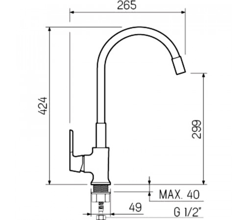 Смеситель для кухни Ростовская Мануфактура Сантехники SL123W-016F-1 Белый Хром