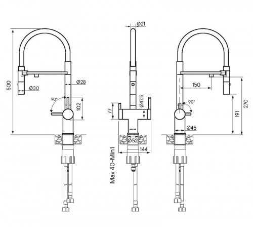 Смеситель для кухни Paulmark Gravity Gr213188-G Золото Черный