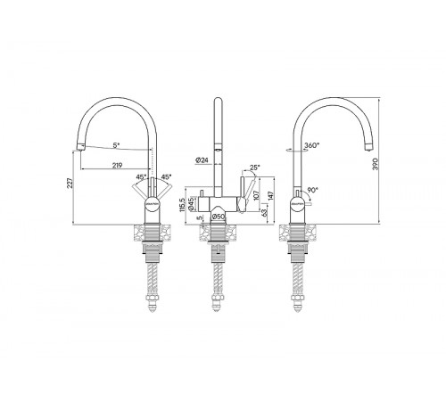 Смеситель для кухни Paulmark Heller He213218-418 Черный металлик