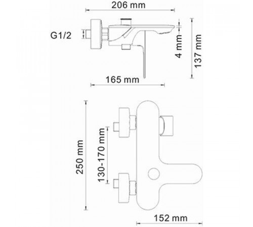 Смеситель для ванны WasserKRAFT Dinkel 5801 Хром