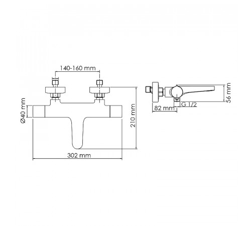 Смеситель для ванны WasserKRAFT Elbe 7411 Thermo с термостатом Черный