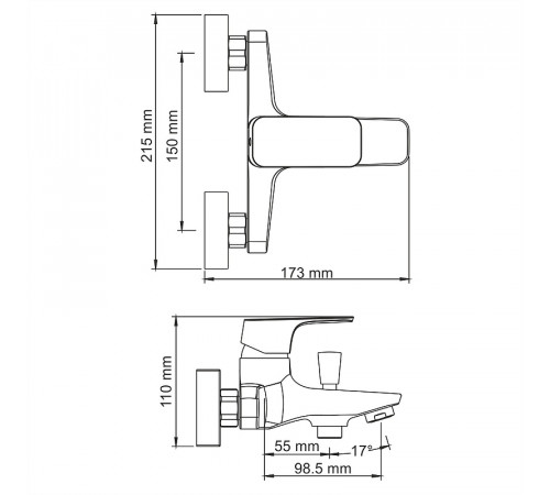 Смеситель для ванны WasserKRAFT Salm 2701 Хром