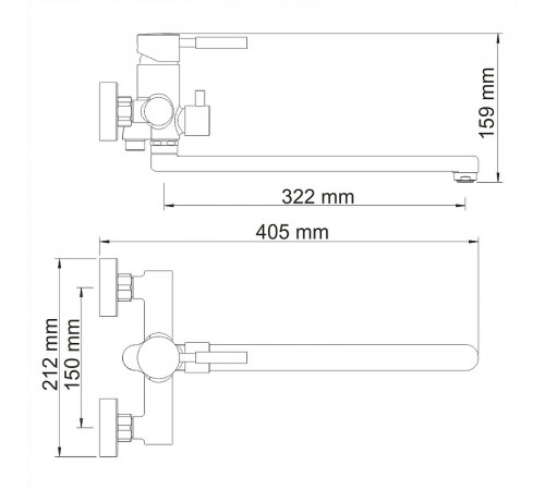 Смеситель для ванны WasserKRAFT Main 4102L универсальный Хром