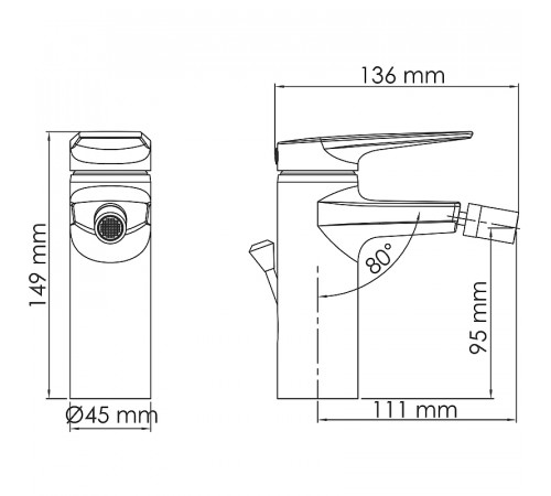 Смеситель для биде WasserKRAFT Lopau 3206 Хром