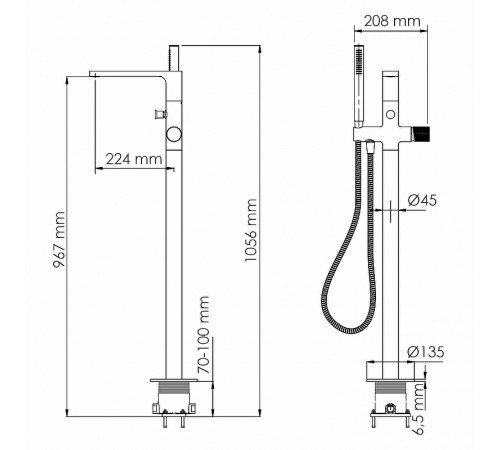 Смеситель для ванны WasserKRAFT Ems 7621 Золото глянцевое