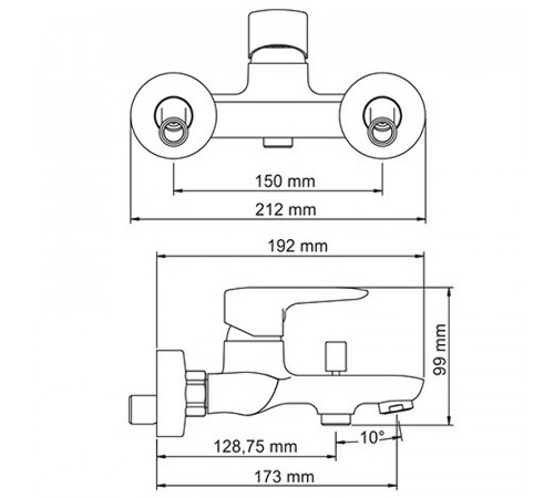 Смеситель для ванны WasserKRAFT Vils 5601 Хром