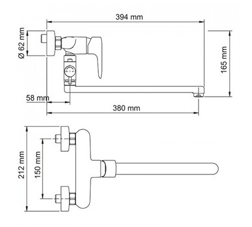 Смеситель для ванны WasserKRAFT Vils 5602L универсальный Хром