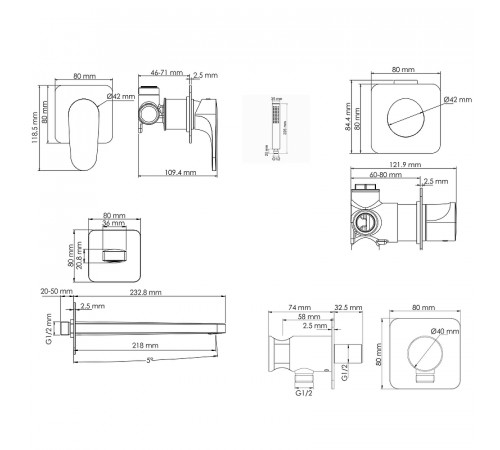 Смеситель для ванны WasserKRAFT Weida A3151.268.270.271.087.103 Хром