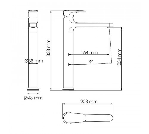 Смеситель для раковины WasserKRAFT Weida 3103H Хром