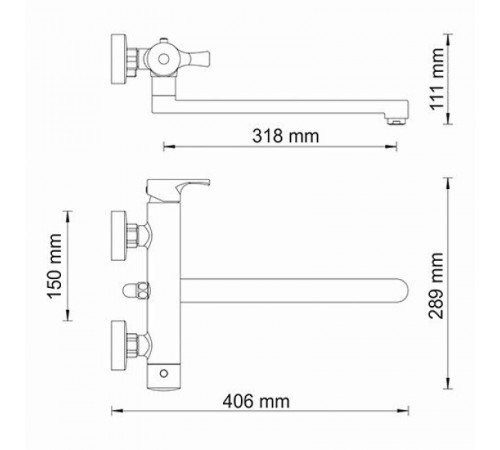 Смеситель для ванны WasserKRAFT Berkel 4802L универсальный Хром