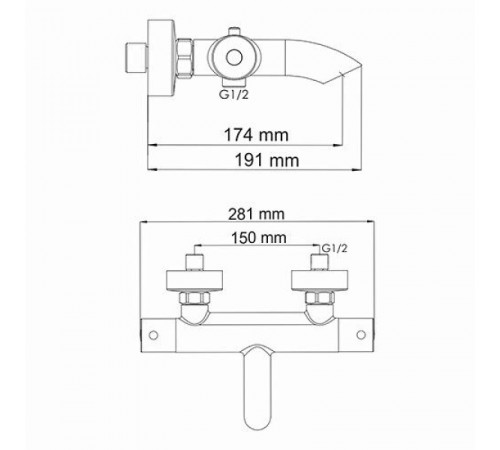 Смеситель для ванны WasserKRAFT 4811 Thermo с термостатом Хром