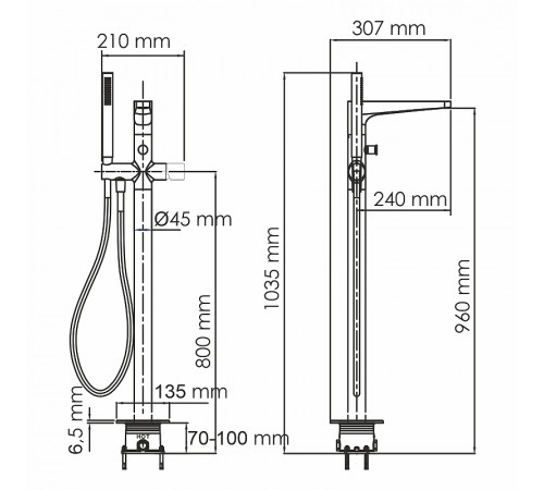 Смеситель для ванны WasserKRAFT Sauer 7121 Золото