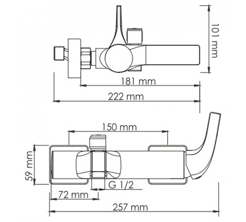 Смеситель для ванны WasserKRAFT Sauer 7101 Золото