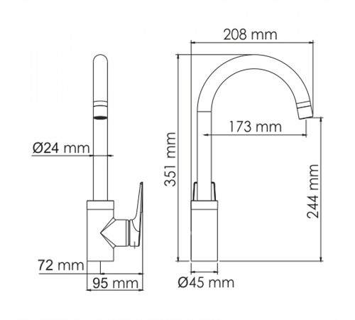 Смеситель для кухни WasserKRAFT Wiese 8407 Оружейная сталь