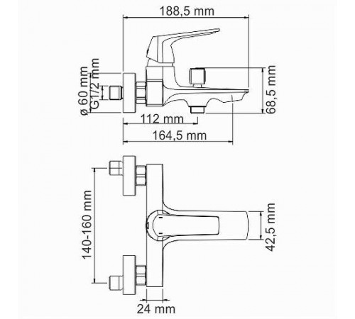 Смеситель для ванны WasserKRAFT Neime 1901 Хром