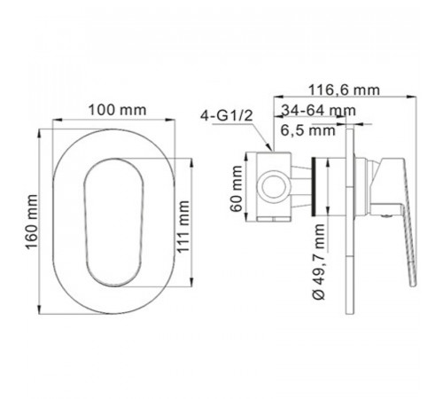 Смеситель для душа WasserKRAFT Donau 5351 Хром