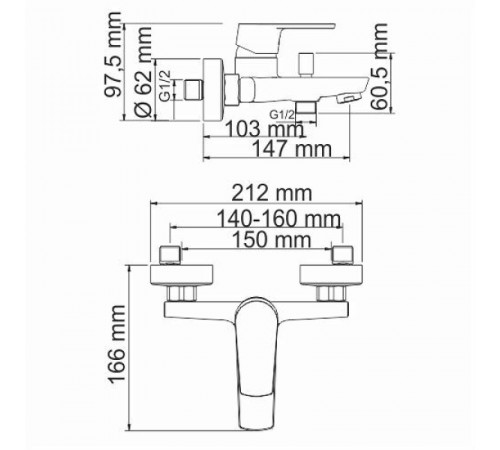 Смеситель для ванны WasserKRAFT Dill 6101 Хром