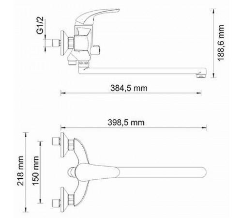 Смеситель для ванны WasserKRAFT Rossel 2802L универсальный Хром