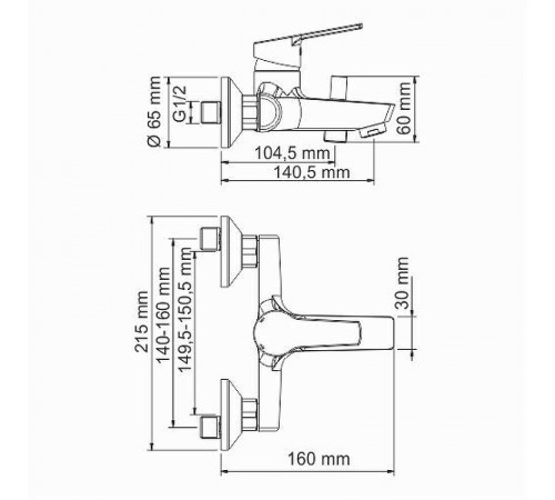 Смеситель для ванны WasserKRAFT Rhin 4401 Хром