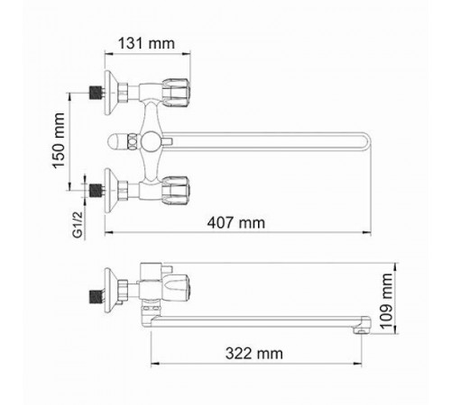 Смеситель для ванны WasserKRAFT Amper 2902L универсальный Хром