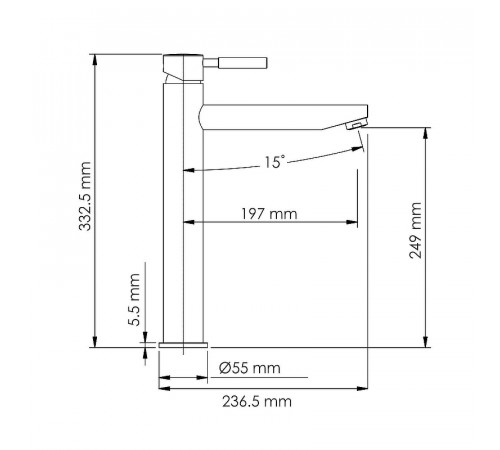 Смеситель для раковины WasserKRAFT Gollach 3303H Черный матовый