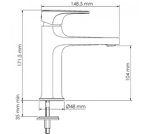 Смеситель для раковины WasserKRAFT Neckar 2103 Золото глянцевое