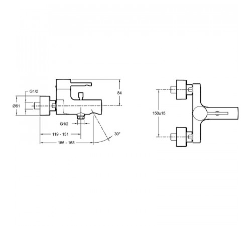 Смеситель для ванны Jacob Delafon Cuff E45532-CP Хром