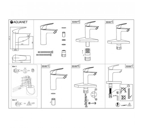 Смеситель для раковины Aquanet Static AF330-10B 261820 Черный матовый