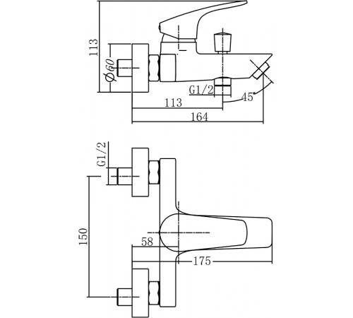 Смеситель для ванны Aquanet Static AF330-20C 237442 Хром