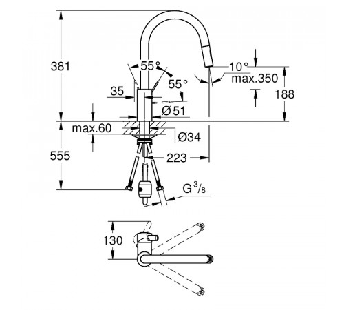 Смеситель для кухни Grohe Eurosmart Cosmopolitan 31481001 Хром